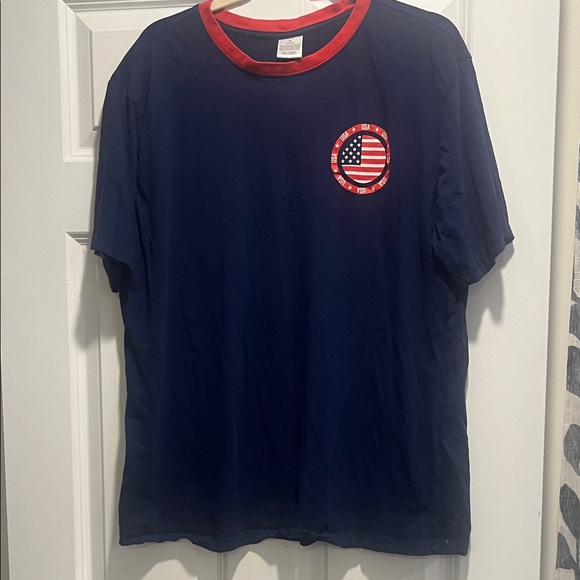 Navy Blue women’s T-Shirt with Red Accents - Picture 1 of 4